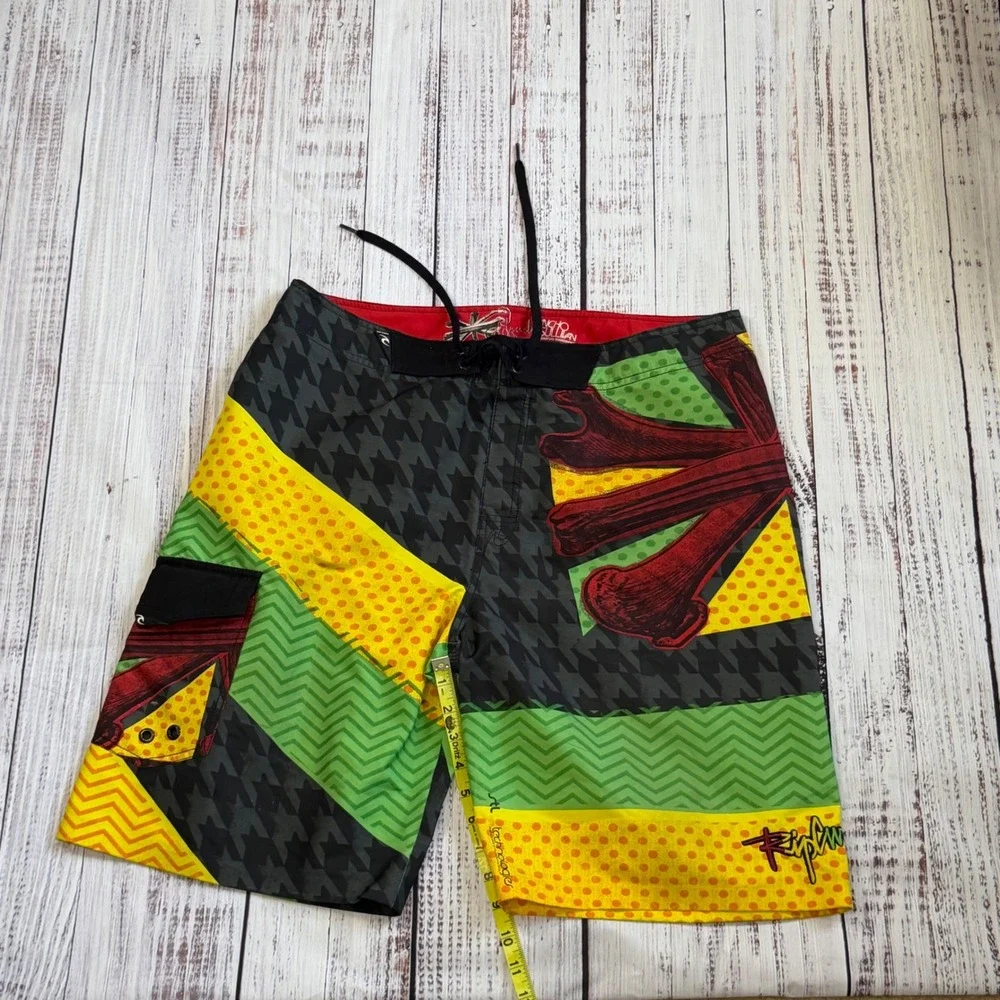 Rip Curl Pancho Sullivan Signature Boardshorts Mens 36 Green Yellow Black Red
